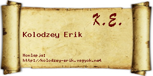 Kolodzey Erik névjegykártya
